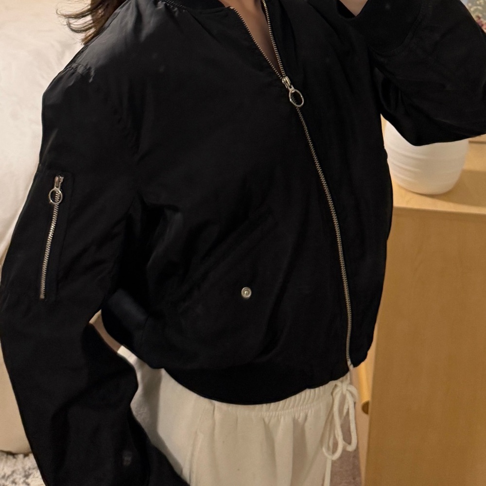 Pull&Bear Classic Black Bomber Jacket